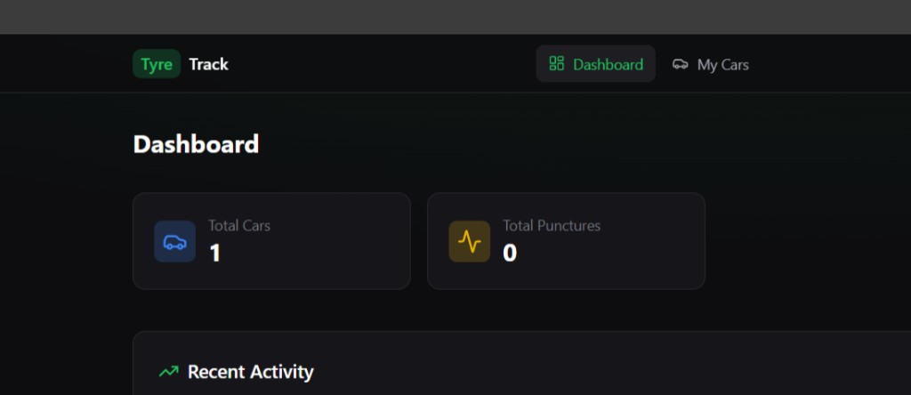 Front Tyre — Car tyre tracking dashboard (Total Cars, Punctures)