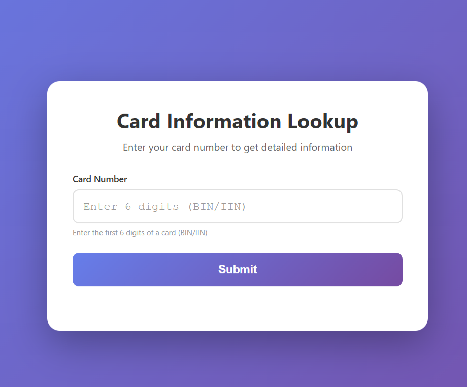 Handi API — Card Information Lookup (BIN/IIN)