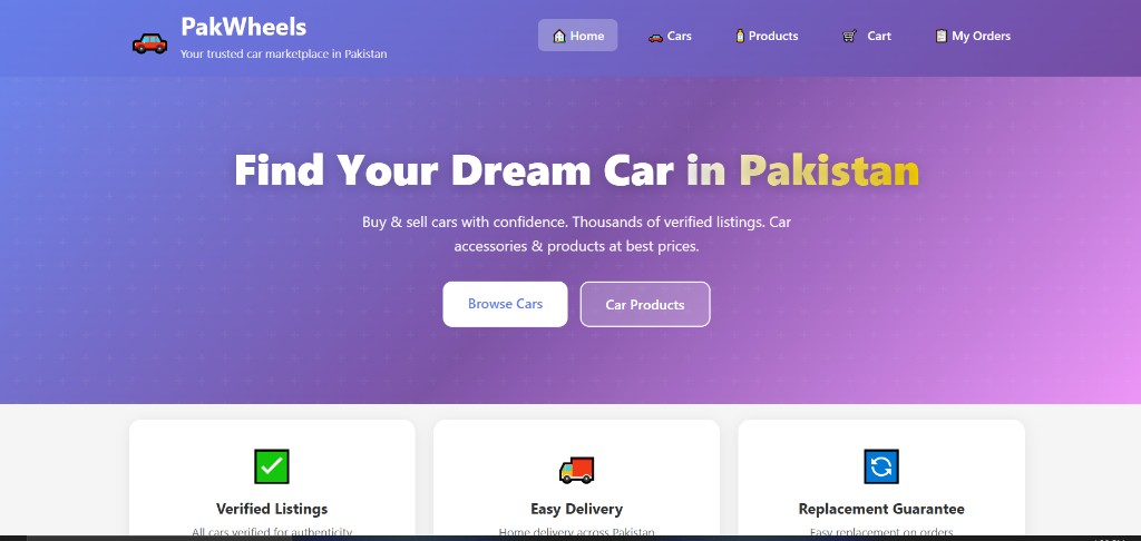 PakWheels Clone — Car marketplace Pakistan